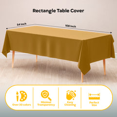 Gold Plastic Table Cover | 54 in. x 108 in.