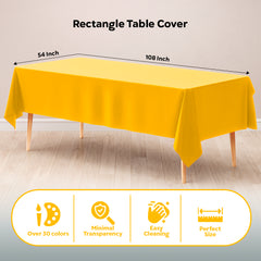 Yellow Plastic Table Covers | 6 Pack | 54 in. x 108 in.