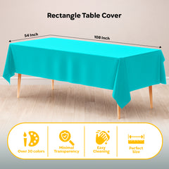 Aqua Blue Plastic Table Covers | 12 Pack | 54 in. x 108 in.