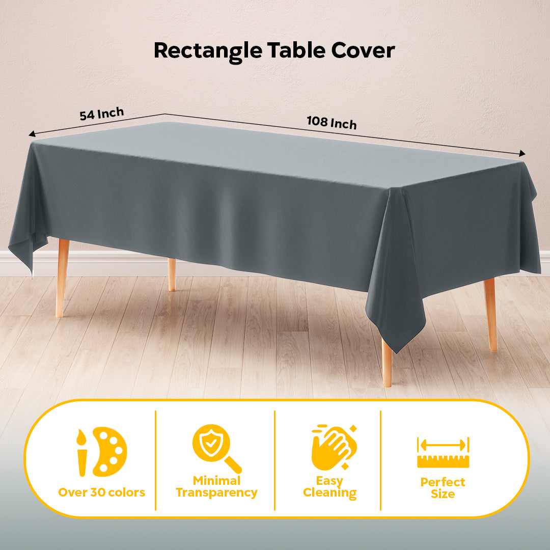 Silver Plastic Table Covers | 6 Pack | 54 in. x 108 in.