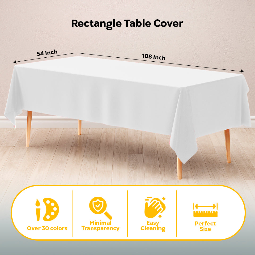 White Plastic Table Cover | 54 in. x 108 in.