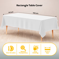 White Plastic Table Cover | 54 in. x 108 in.