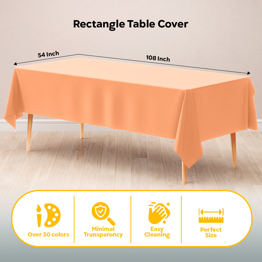 Peach Plastic Table Cover | 54 in. x 108 in.