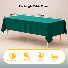 Dark Green Plastic Table Cover | 54 in. x 108 in.