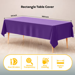 Purple Plastic Table Cover | Case of 48 | 54 in. x 108 in.