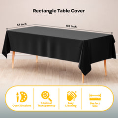 Black Plastic Table Cover | 54 in. x 108 in.