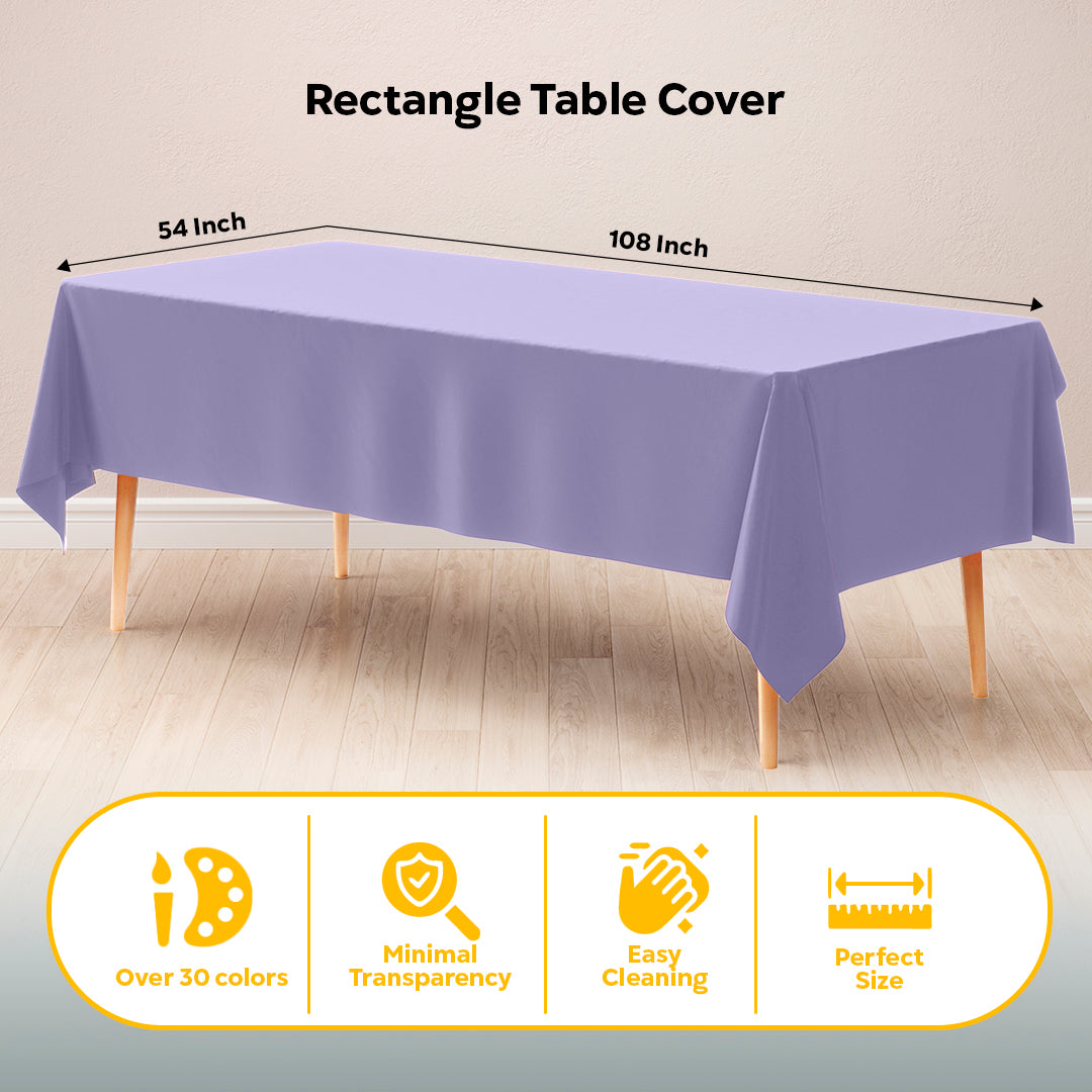 Lavender Plastic Table Cover | Case of 48 | 54 in. x 108 in.