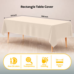 Ivory Plastic Table Cover | Case of 48 | 54 in. x 108 in.