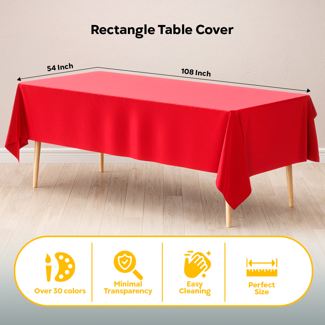 Red Plastic Table Cover | 54 in. x 108 in.