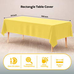 Light Yellow Plastic Table Cover | 54 in. x 108 in.