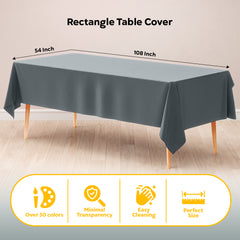 Silver Plastic Table Cover | 54 in. x 108 in.