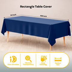 Navy Blue Plastic Table Cover | 54 in. x 108 in.