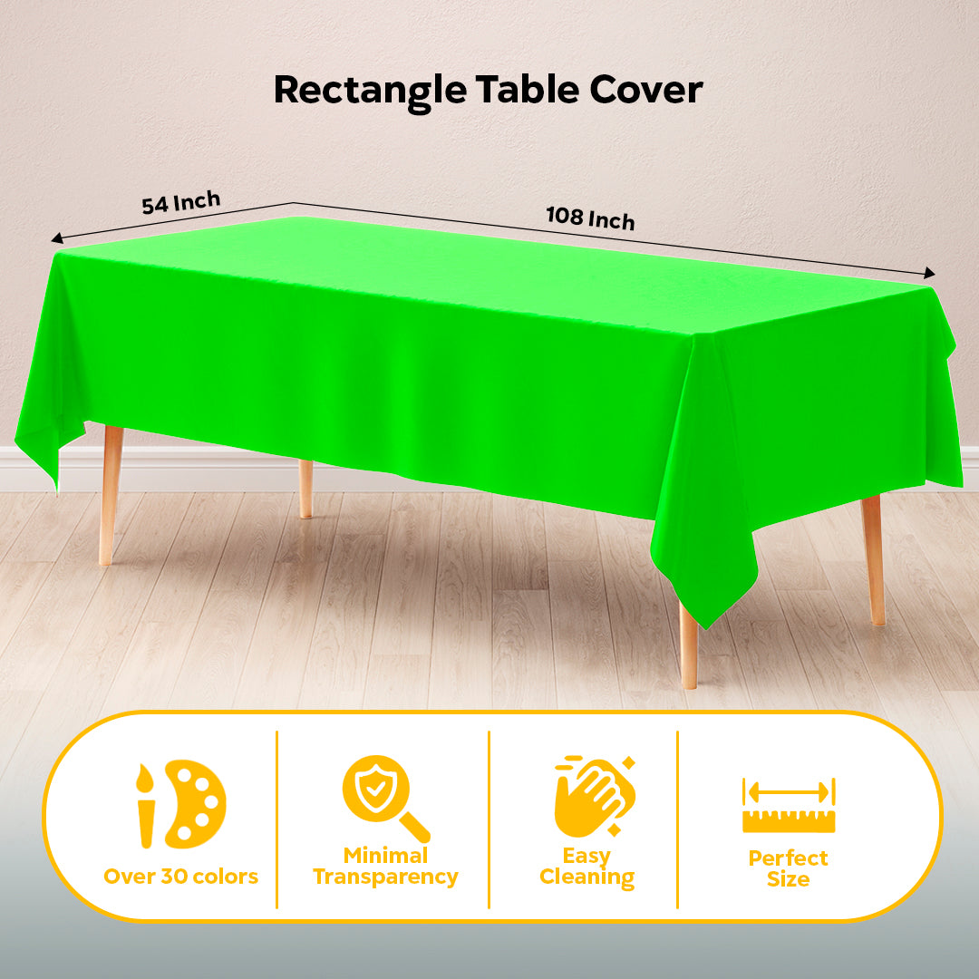 Lime Green Plastic Table Covers | 6 Pack | 54 in. x 108 in.
