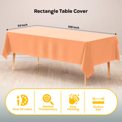 Peach Plastic Table Cover | Case of 48 | 54 in. x 108 in.
