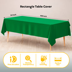 Emerald Green Plastic Table Cover | Case of 48 | 54 in. x 108 in.