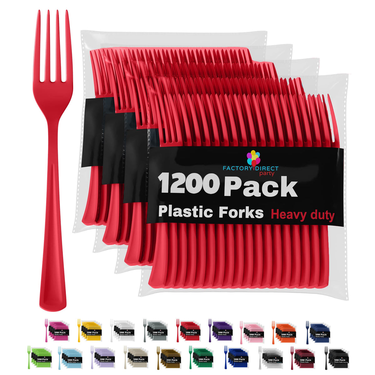 Heavy Duty Red Plastic Forks - 7.5 in. | Case of 1200