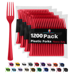 Heavy Duty Red Plastic Forks - 7.5 in. | Case of 1200