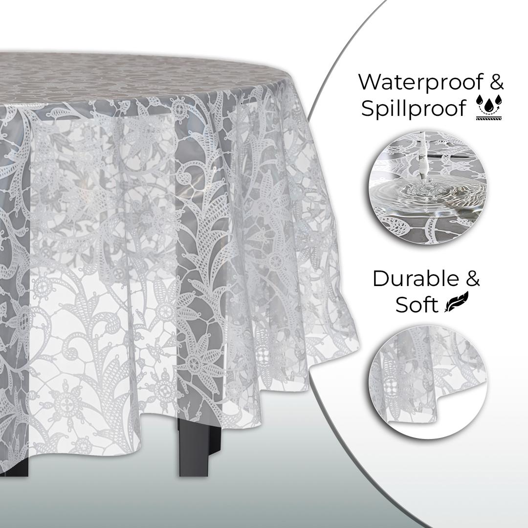 Round White Lace Plastic Table Cover