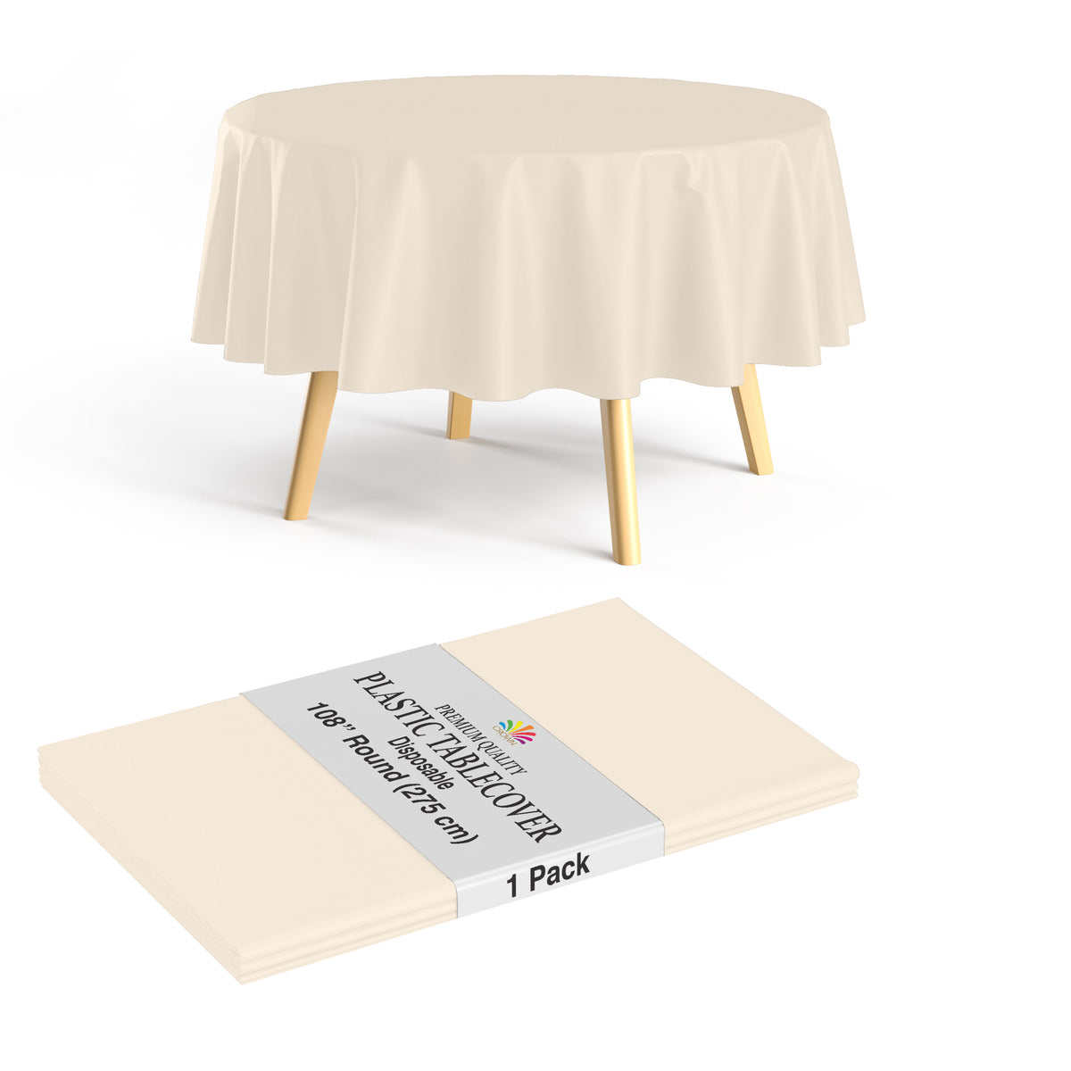 Premium 108" Round Ivory Table Cover