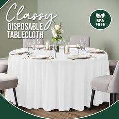 120 in. Premium Round White Plastic Table Cover