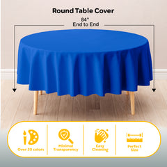 Dark Blue Round Plastic Table Cover | 84 in.