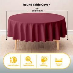 Round Burgundy Plastic Table Cover | 84 in.