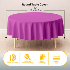 Round Magenta Plastic Table Covers | 12 Pack | 84 in.