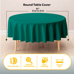 Dark Green Round Plastic Table Cover | 84 in.