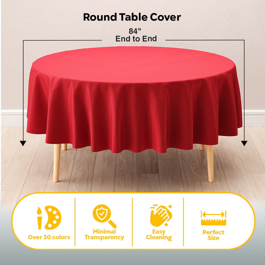 Round Red Plastic Table Cover | 84 in. | Case of 48