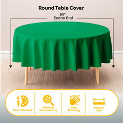 Round Emerald Green Plastic Table Covers | 12 Pack | 84 in.