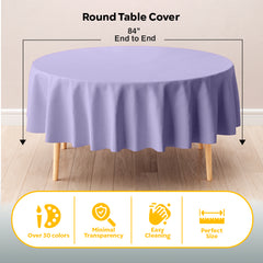 Round Lavender Plastic Table Covers | 12 Pack | 84 in.