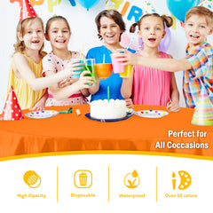 Round Orange Plastic Table Covers | 12 Pack | 84 in.