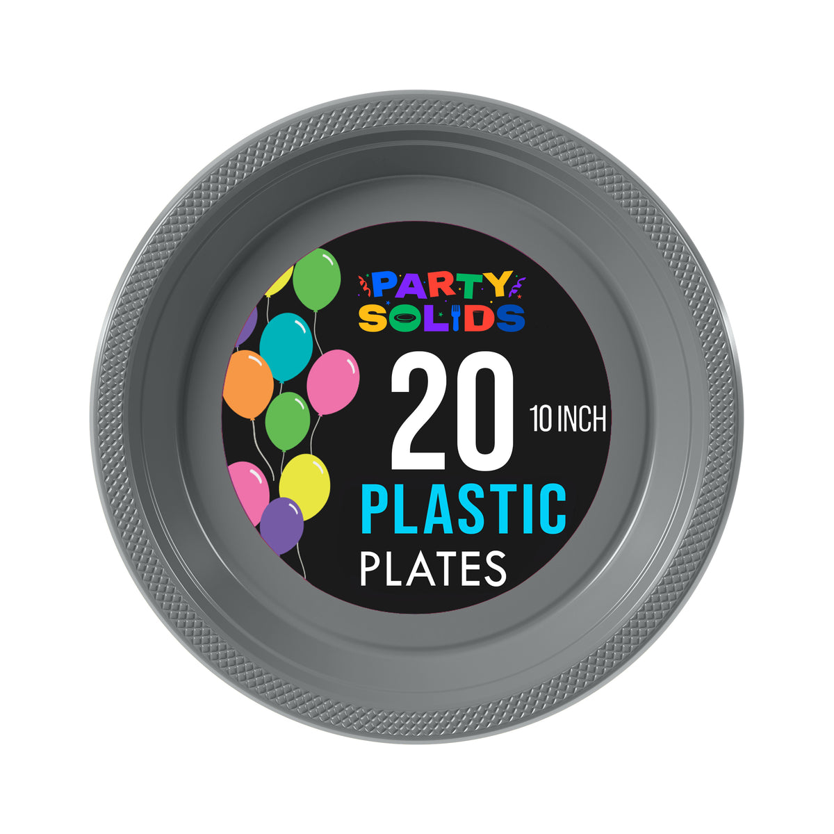10 In. Silver Plastic Plates - 20 Ct.