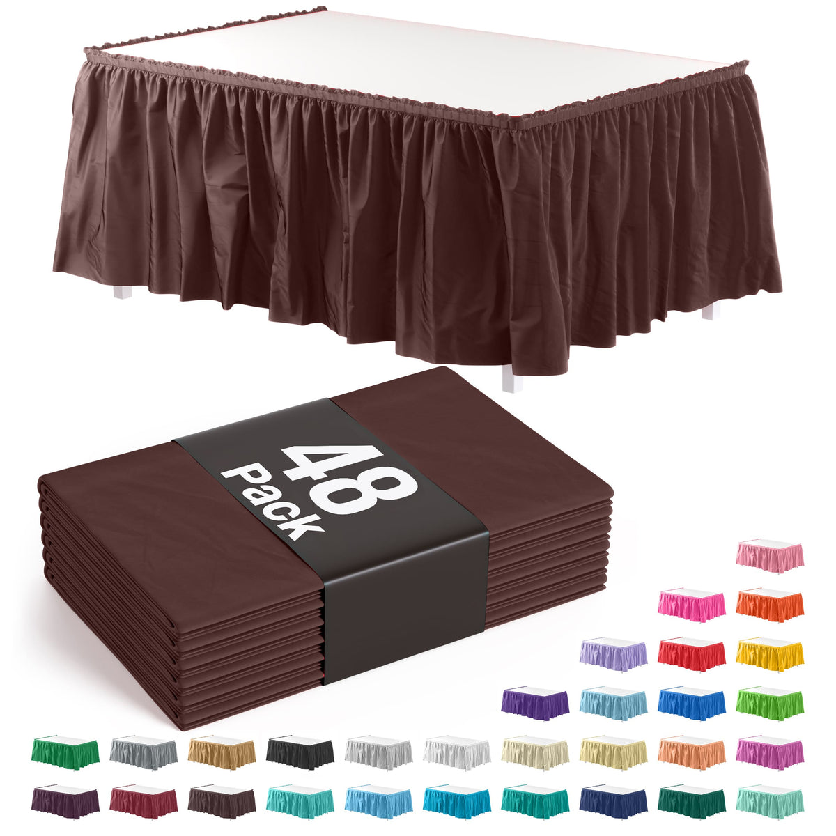 Brown Plastic Table Skirt | Case of 48