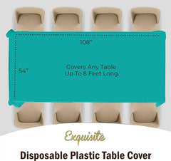 Premium Teal Rectangle Plastic Table Cover | Case of 96 - 54 In. x 108 In.