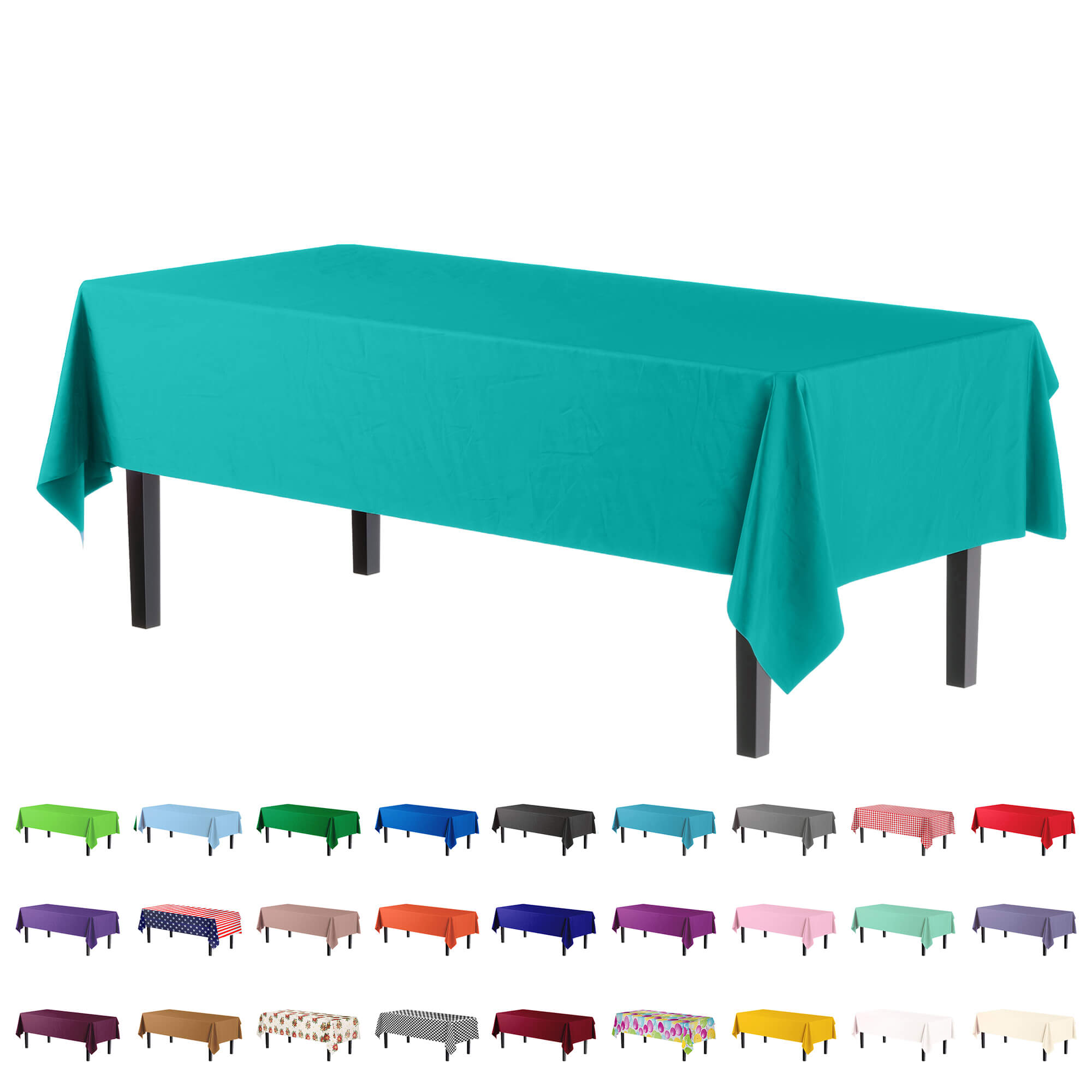Teal Plastic Table Cover | Case of 48 - 54 In. x 108 In.
