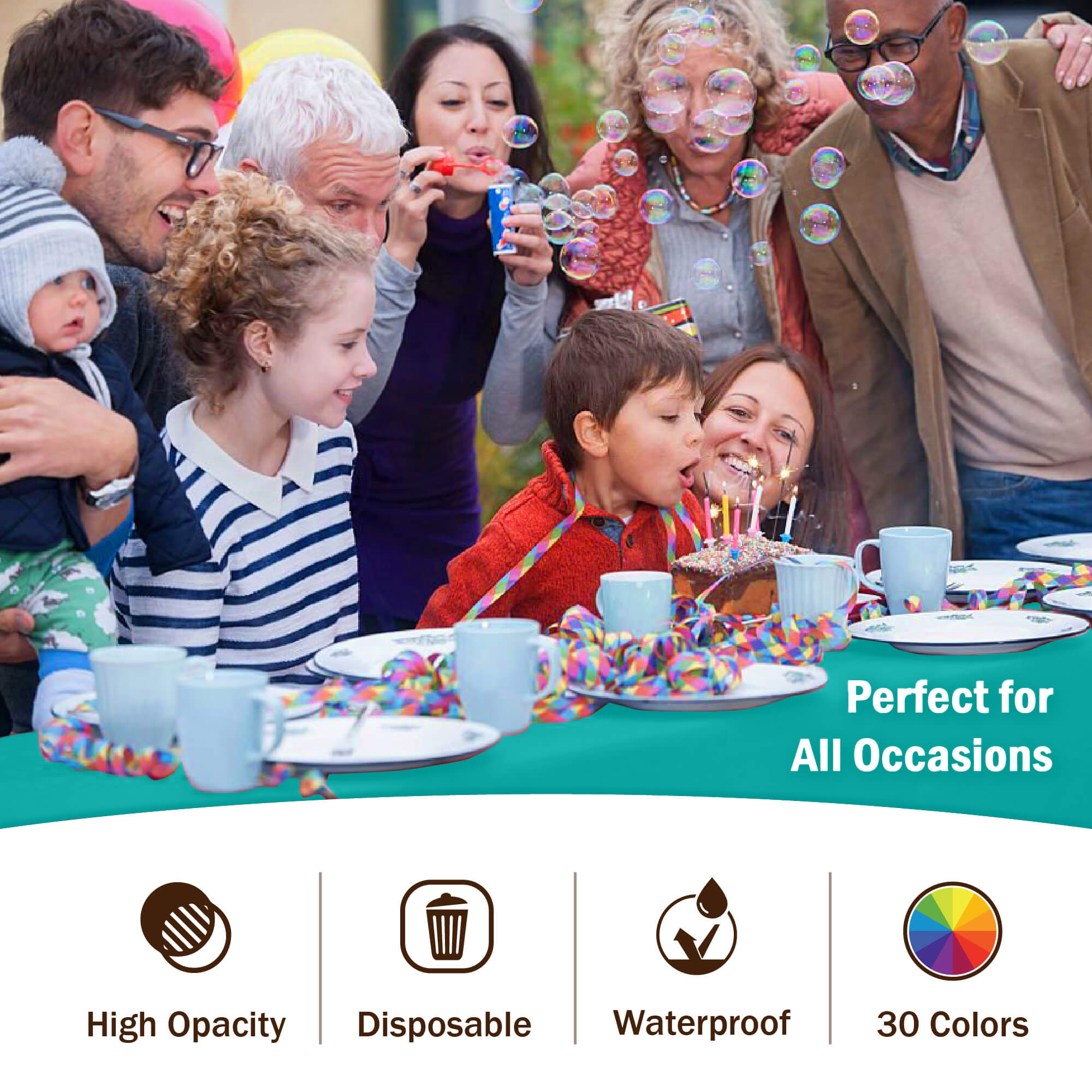 Premium Teal Plastic Table Covers | 12 Pack - 54 In. x 108 In.