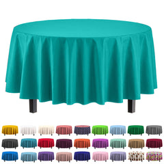 Round Teal Plastic Table Cover - 84 in. | Case of 48