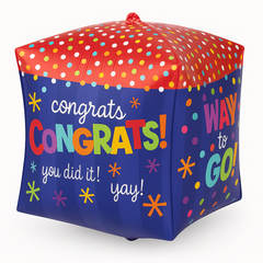 15" Geometric Congratulations Foil Balloon Cube