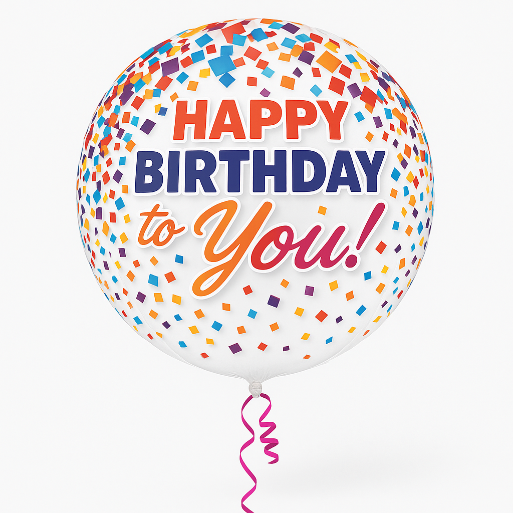 Vibrant Confetti Orbz Birthday Balloon