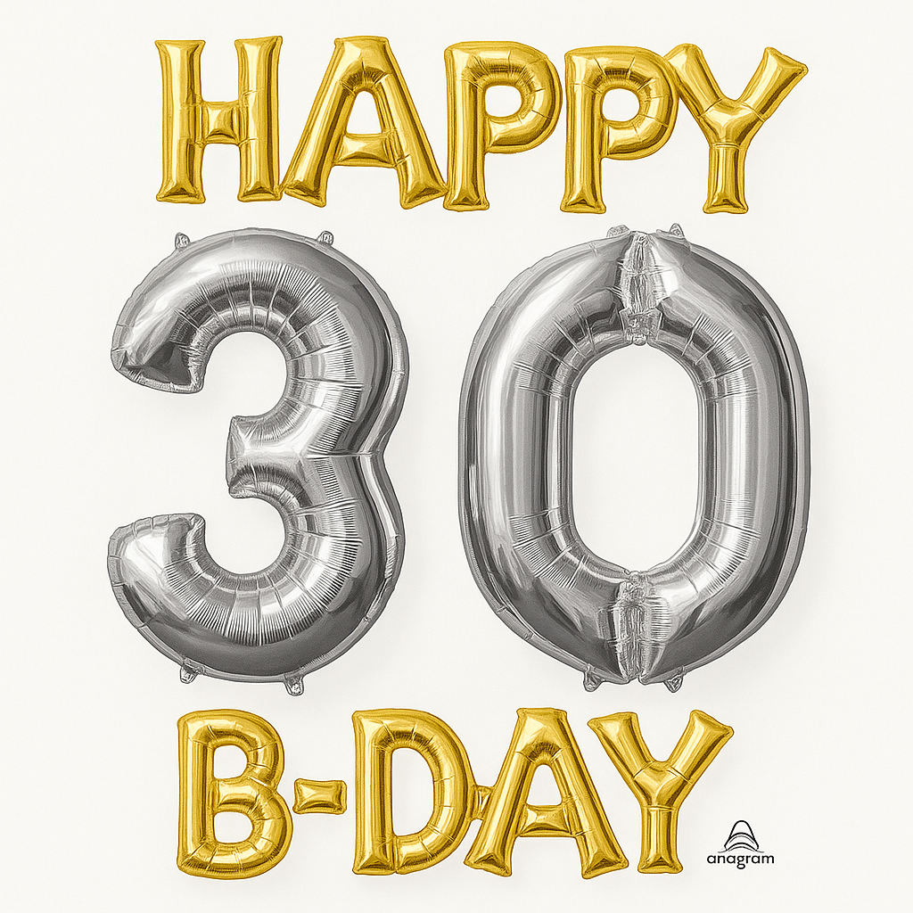 Metallic Gold & Silver 30th Birthday Balloon Set