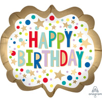 Gold Starburst Happy Birthday Foil Balloon