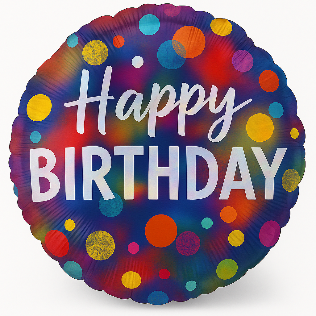 Vibrant Polka Dot Happy Birthday 18-inch Foil Balloon