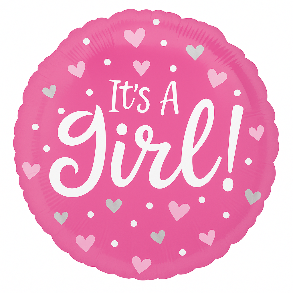 "It's a Girl" Heart & Dots Foil Balloon - 18in