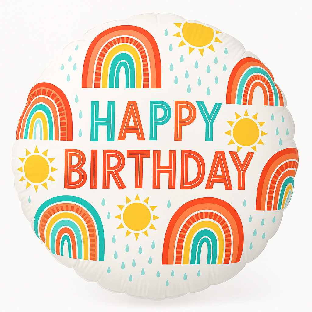 Retro Rainbow Birthday Foil Balloon