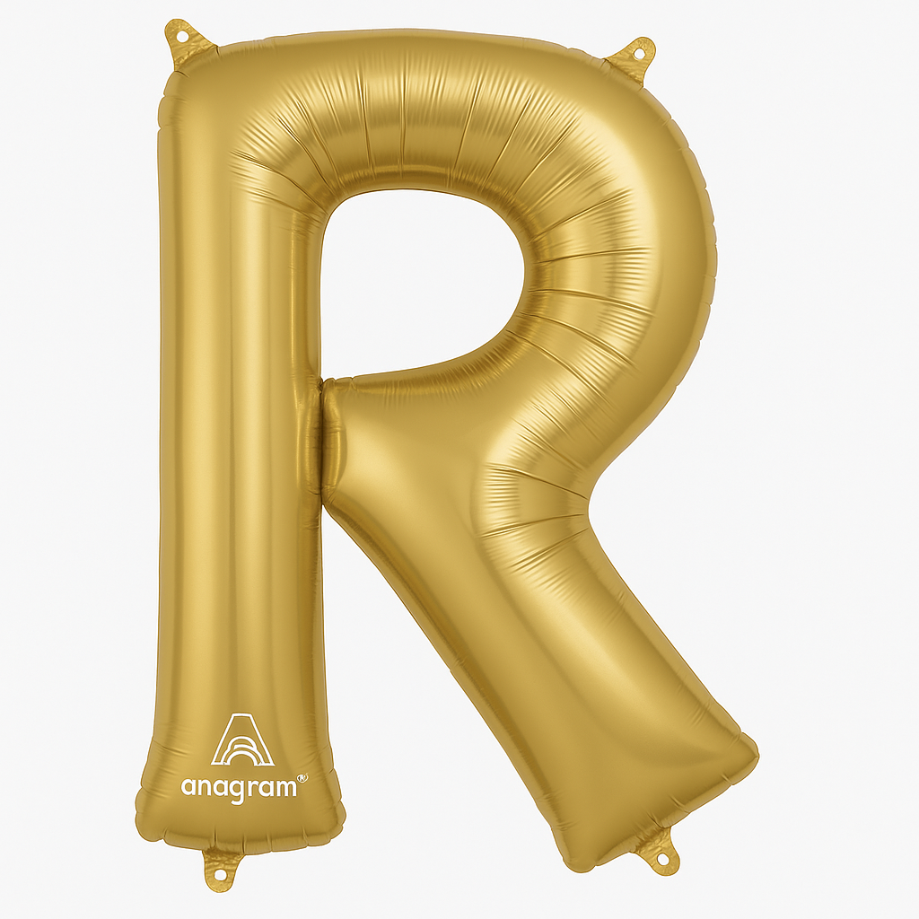 Gold Foil Letter R Balloon - Metallic Mylar Party Decor