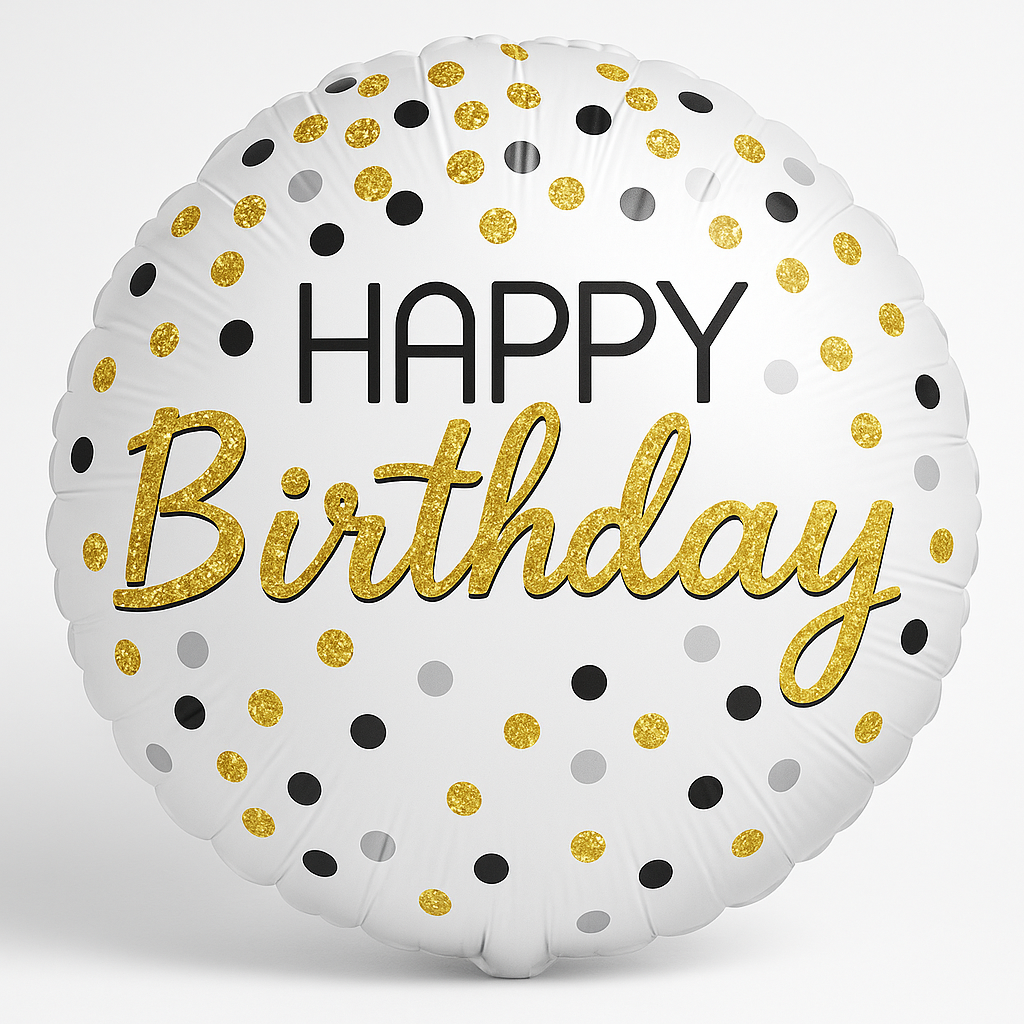 Elegant Black, Silver, and Gold Birthday Foil Balloon - 18 Inch