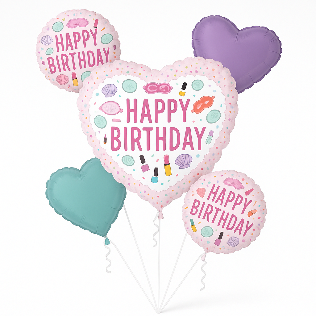 Spa-Themed Birthday Foil Balloon Bouquet
