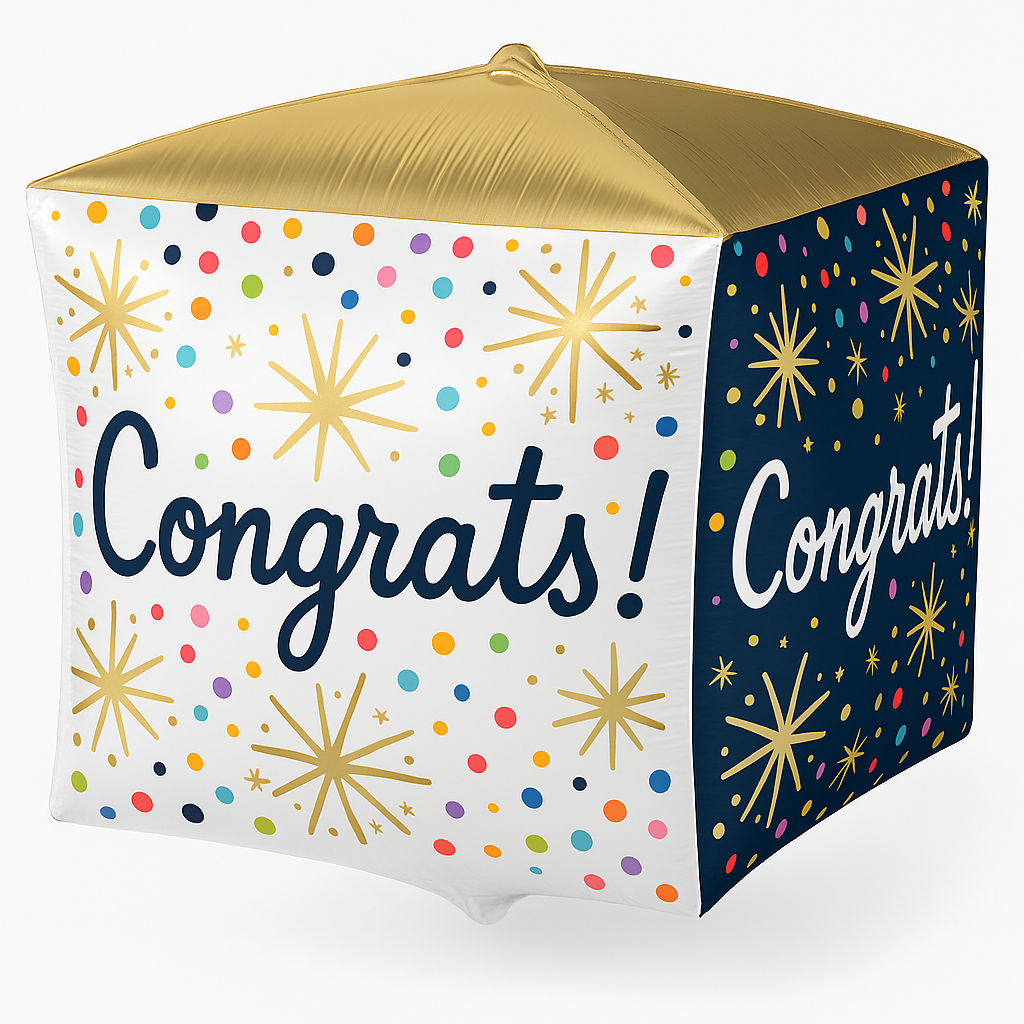 Cubez Congrats Confetti Metallic Balloon