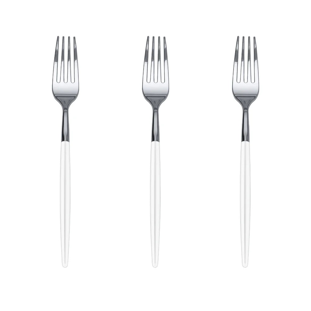 Trendables Forks White/Silver | 20 Count